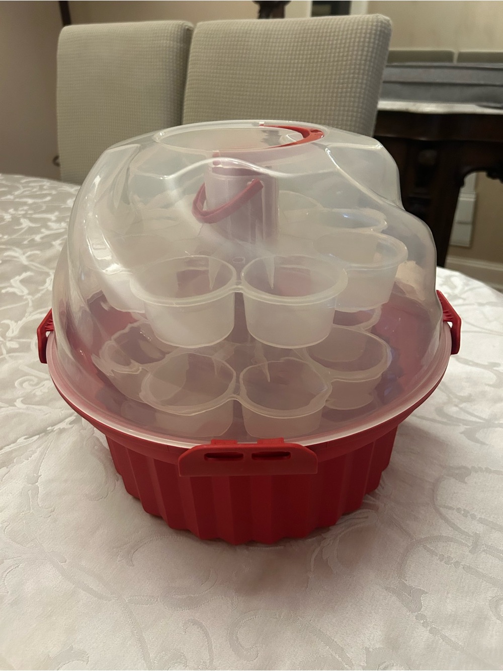 Red cupcake carousel storage holder 24 standard cupcakes